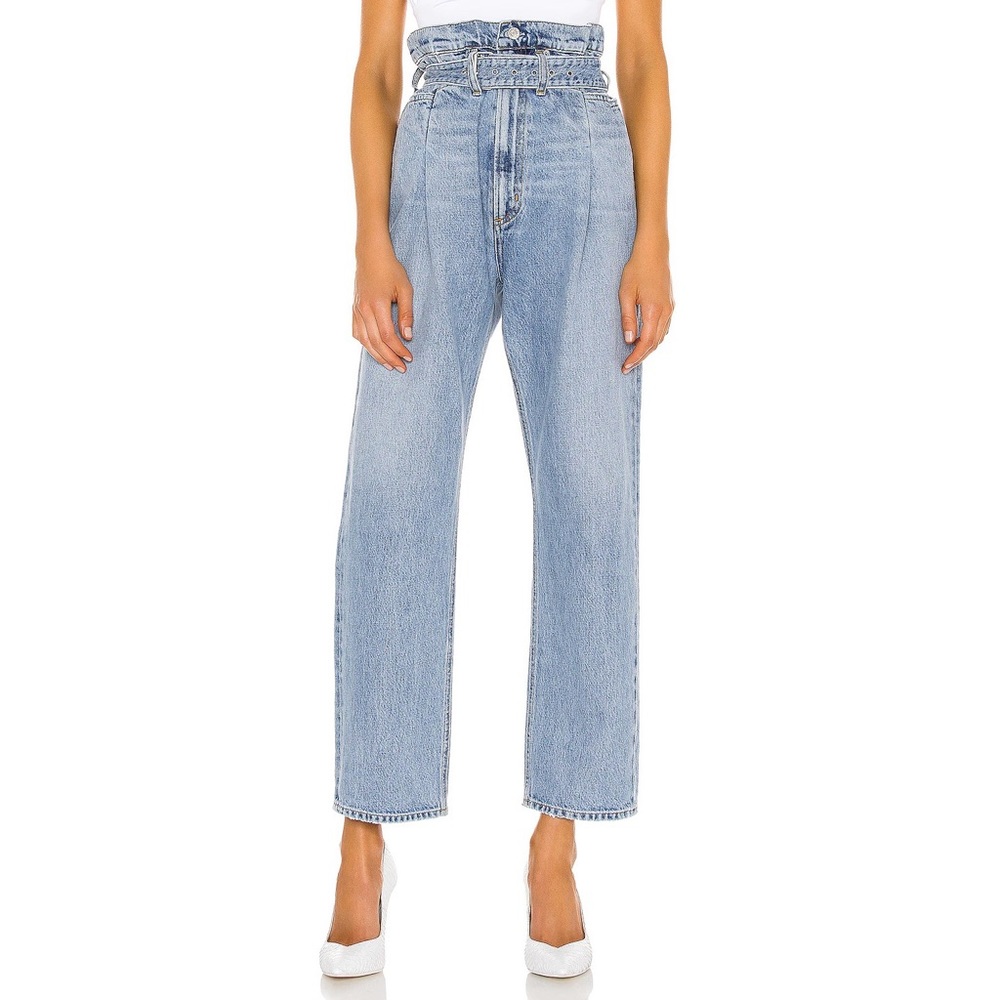 Agolde Light Blue High-Rise Paperbag Jeans - Picture 6 of 14